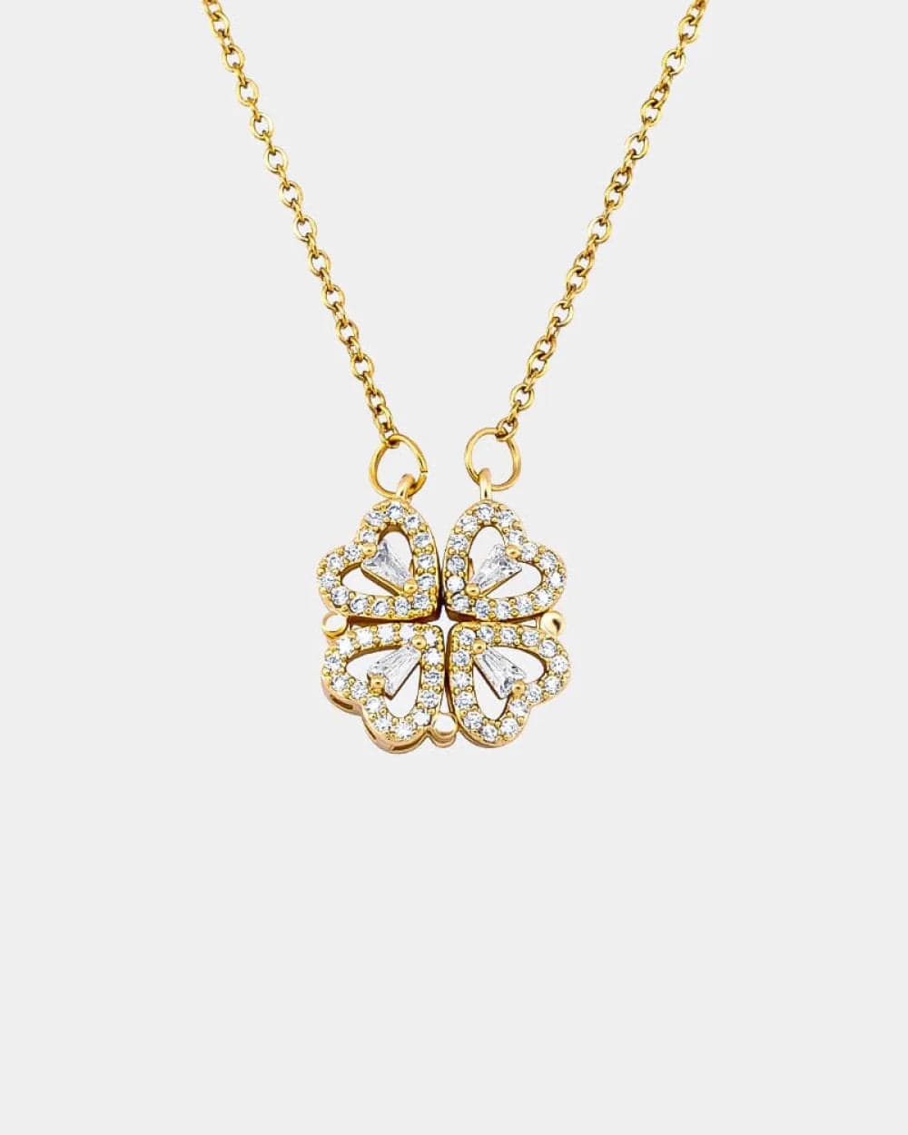 Gold Tone Double Layer Clover Pendant Collarbone Necklace