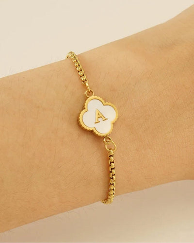 Bracelet Initial Charm Clover Bracelet