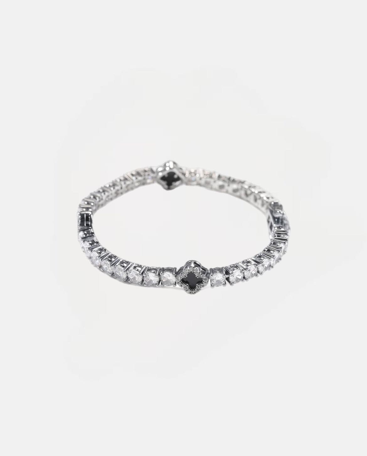 Bracelet Moissanite Black Clover Tennis Bracelet - White Gold