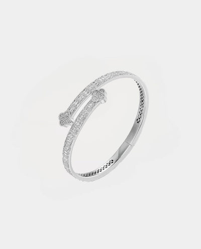 Bracelet Moissanite Clover Bangle Bracelet - White Gold