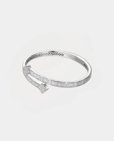 Bracelet Moissanite Clover Bangle Bracelet - White Gold