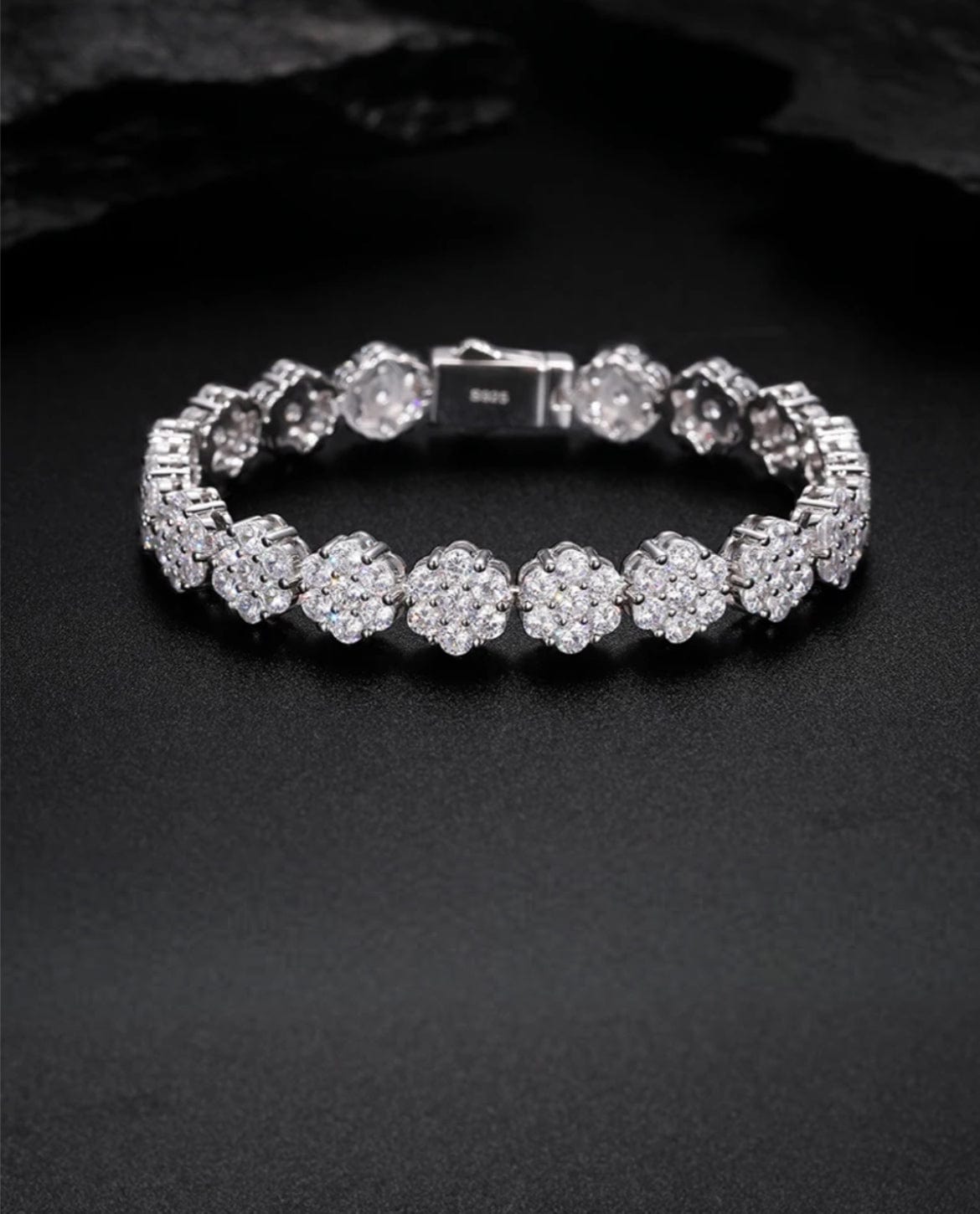 Bracelet Moissanite Cluster Bracelet - White Gold