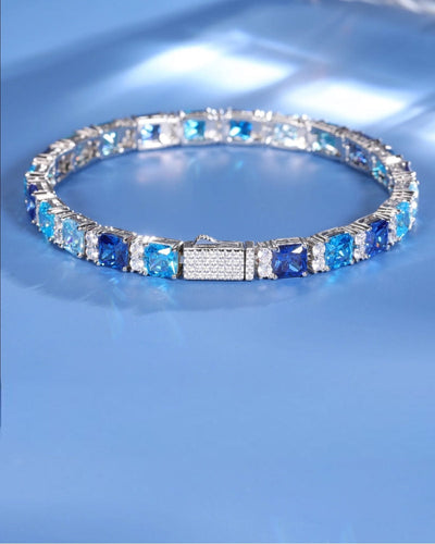 bracelet Moissanite Ocean Blue Stones Bracelet - White Gold