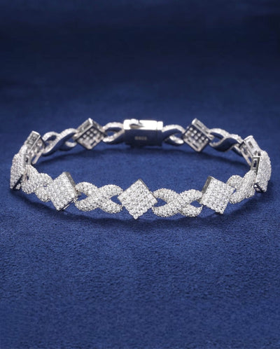 Bracelet Moissanite Square & Infinity Bracelet - White Gold