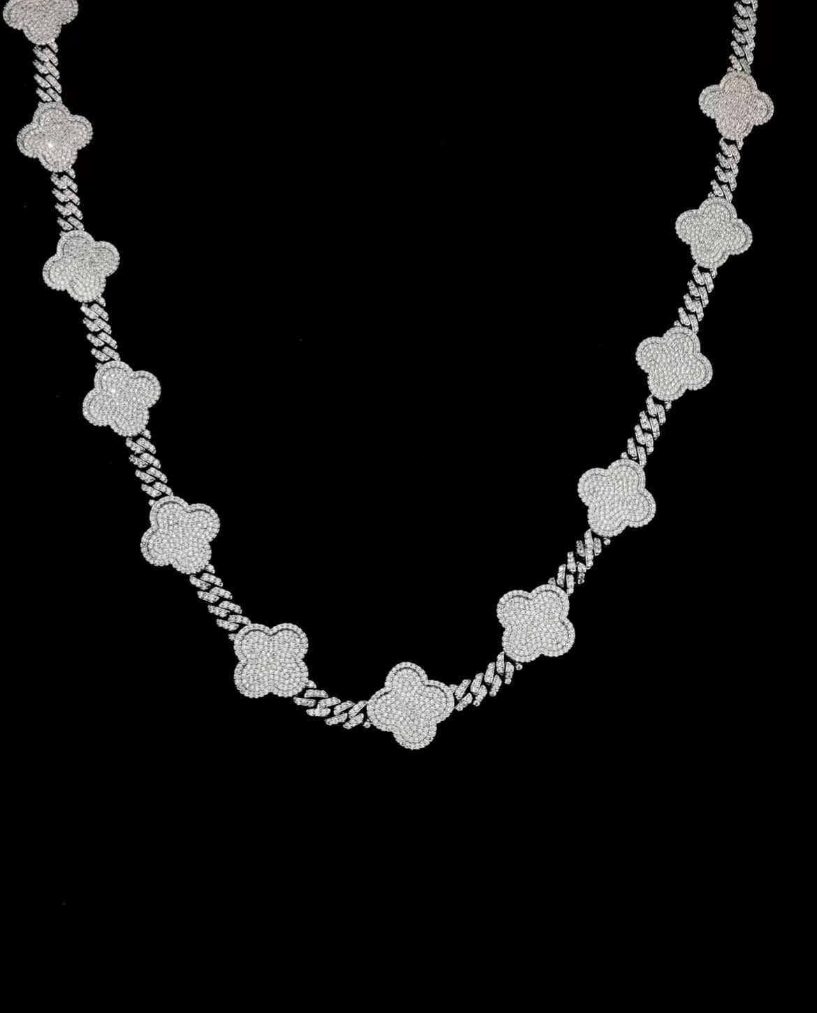 Chain Moissanite Cuban Clover Chain - White Gold