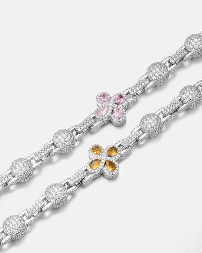 Chain Moissanite Multi Color Clover Link Chain - White Gold