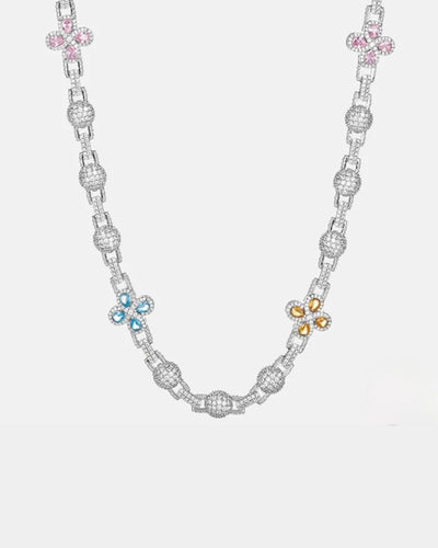 Chain Moissanite Multi Color Clover Link Chain - White Gold