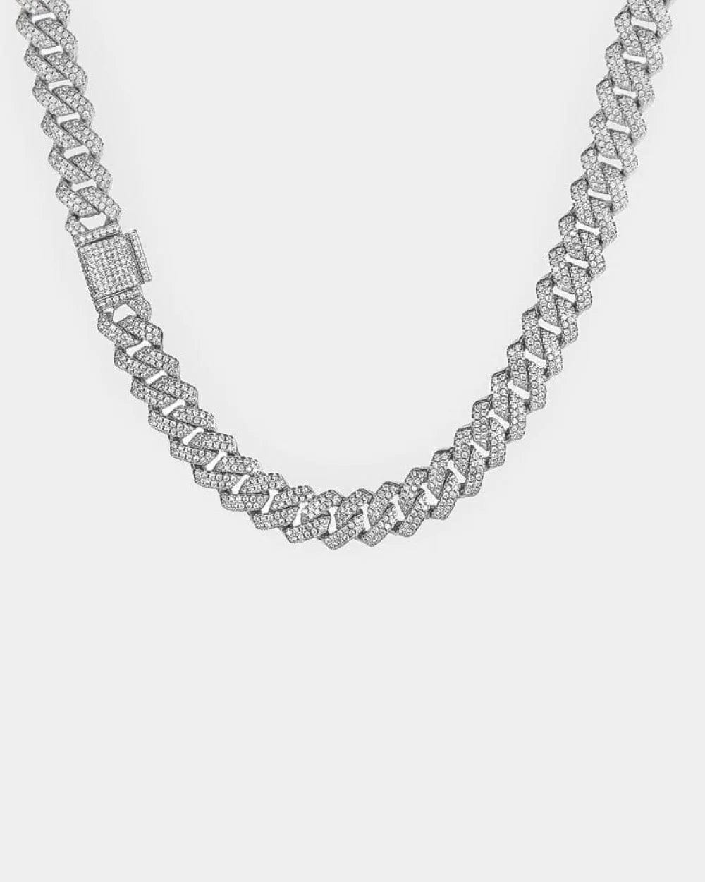 Chain VVS1 Moissanite 12 MM Straight Edge Cuban Link Chain - White Gold