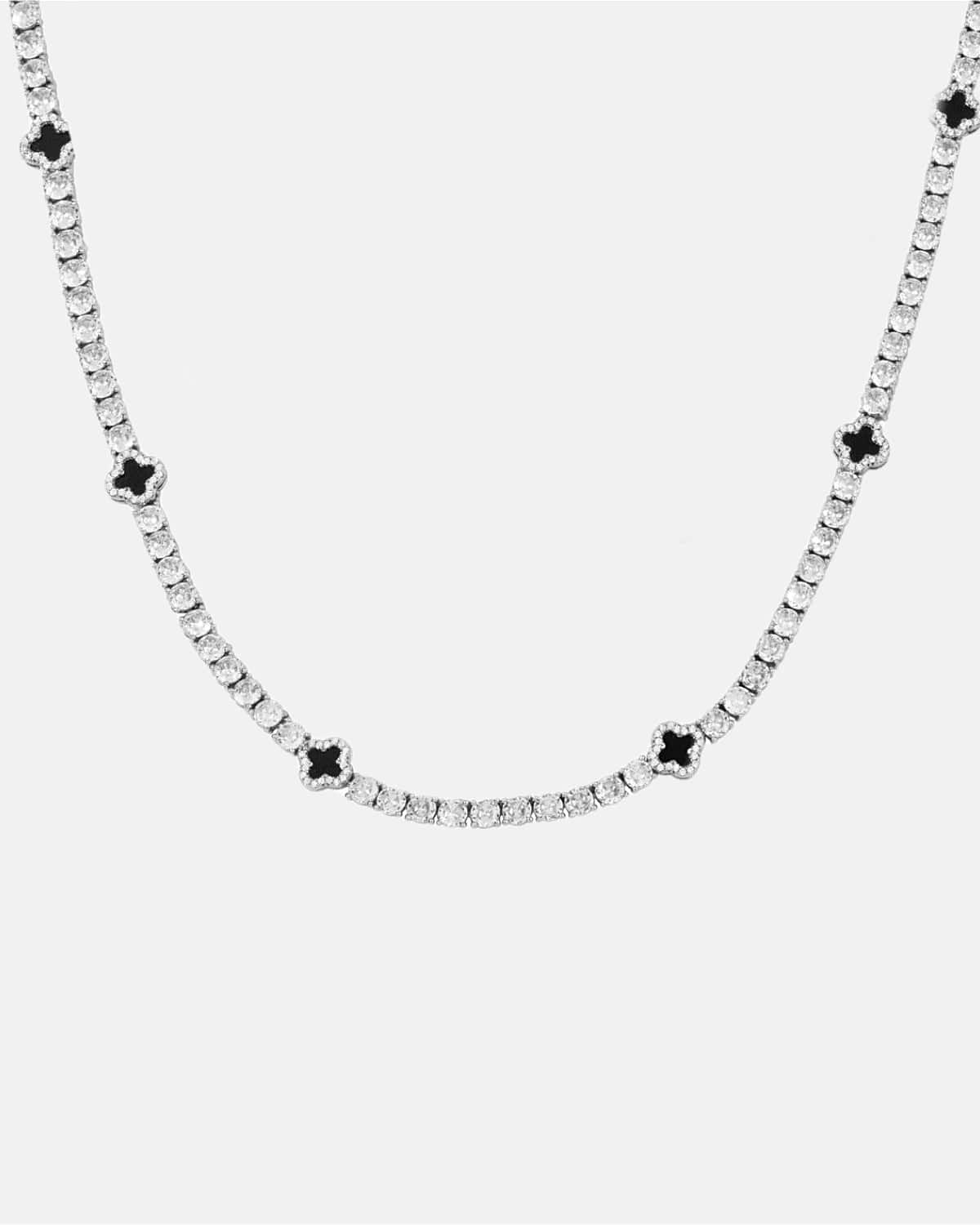 Chains MOISSANITE BLACK CLOVER TENNIS CHAIN. - WHITE GOLD