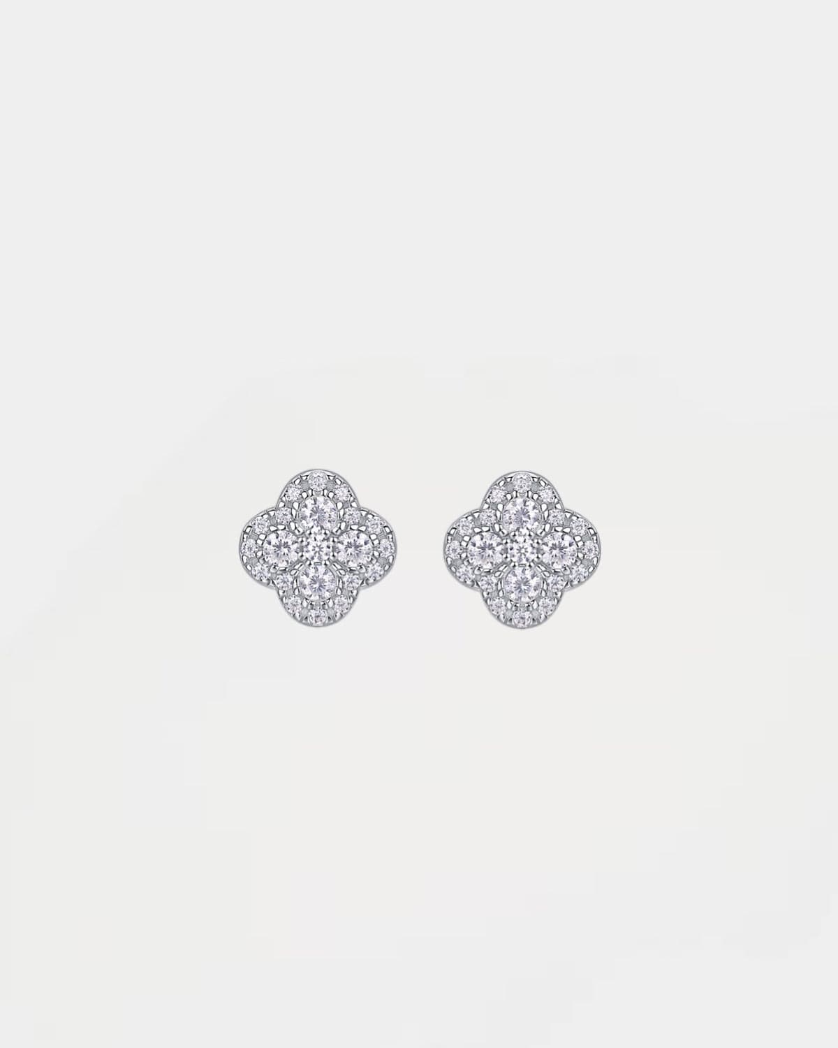 Earrings Diamond Clover Studs 925 Silver
- White Gold