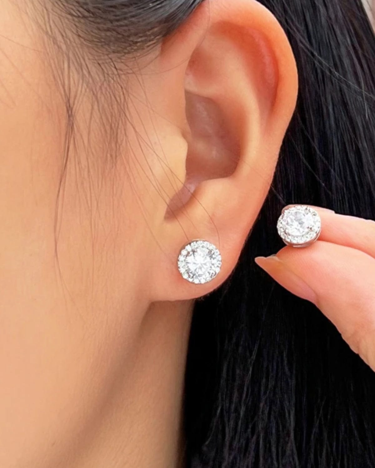 Earrings Royal Studs 925 Silver - White Gold