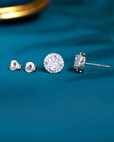 Earrings Royal Studs 925 Silver - White Gold