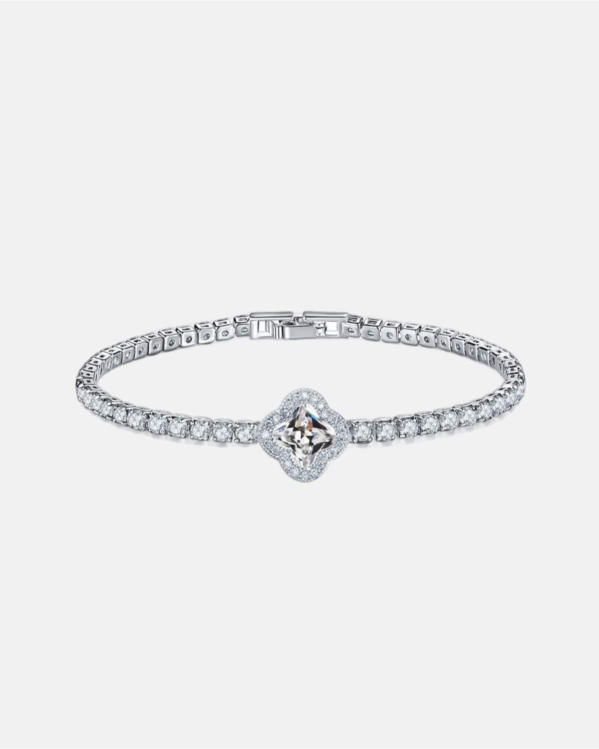 Luxury Bling Moissanite Four Leaf Clover Bracelet Fashion Jewelry Shopify Dropshipping Women Silver Diamond Tennis Bracelet