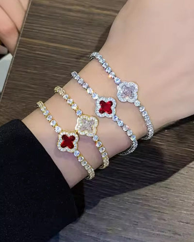 Luxury Bling Moissanite Four Leaf Clover Bracelet Fashion Jewelry Shopify Dropshipping Women Silver Diamond Tennis Bracelet