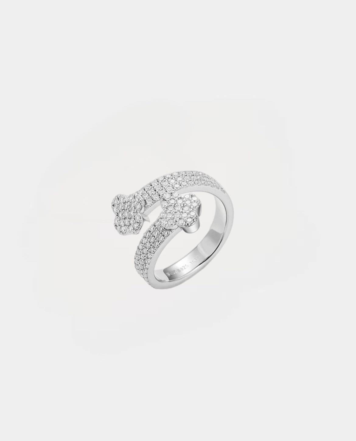 Ring Moissanite Hugging Clover Ring - White Gold