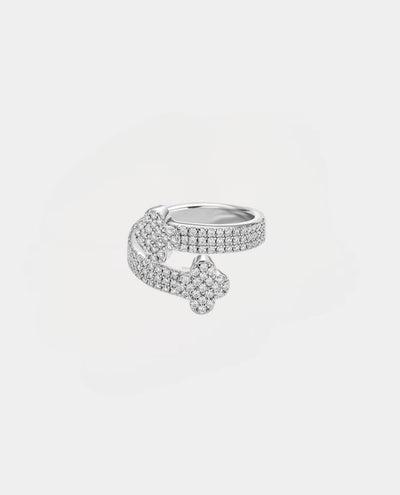 Ring Moissanite Hugging Clover Ring - White Gold