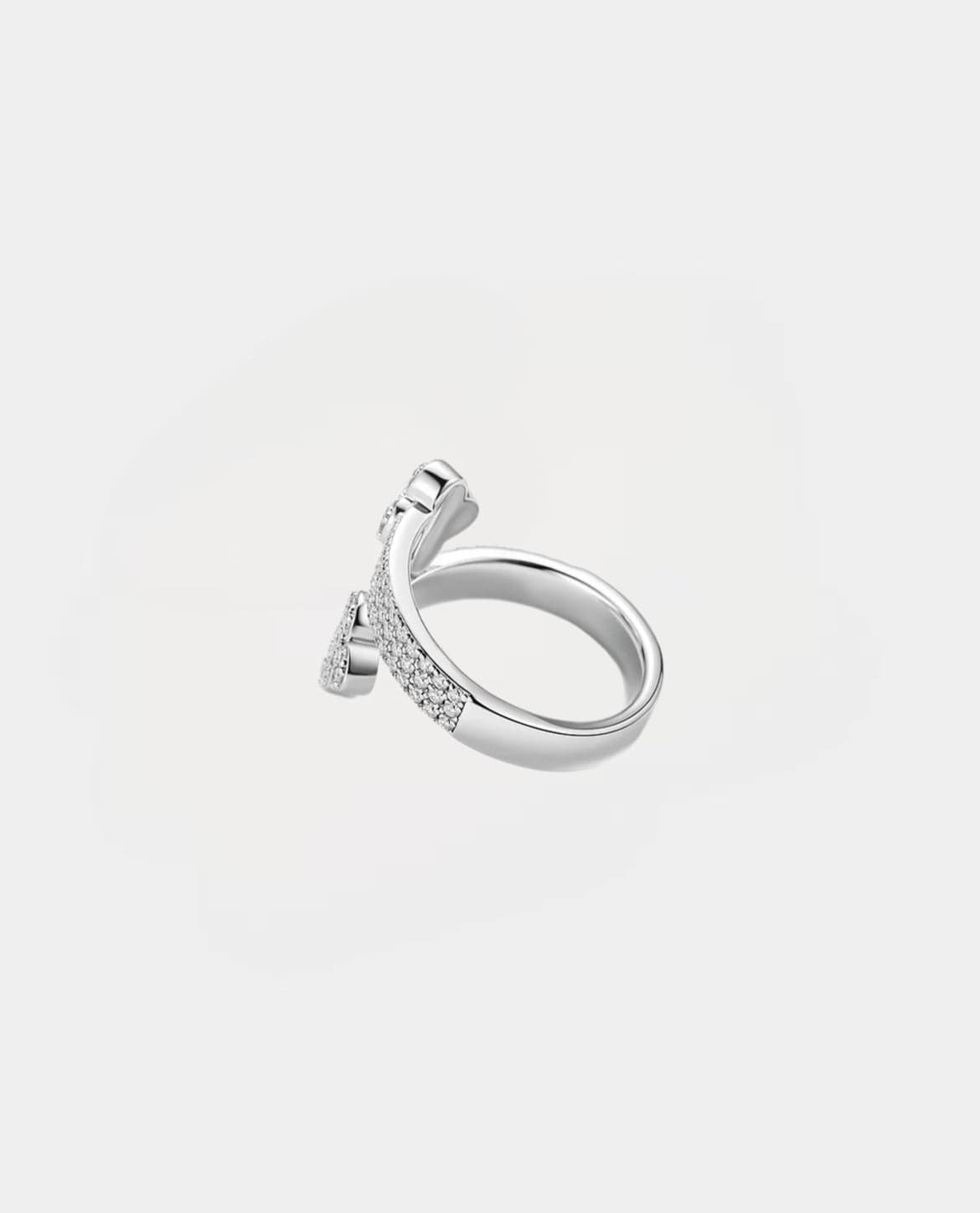 Ring Moissanite Hugging Clover Ring - White Gold