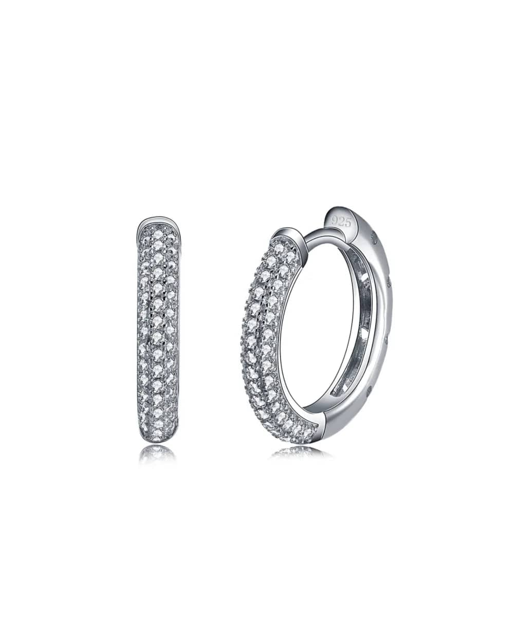 Earrings Iced Hoop Earrings - Silver